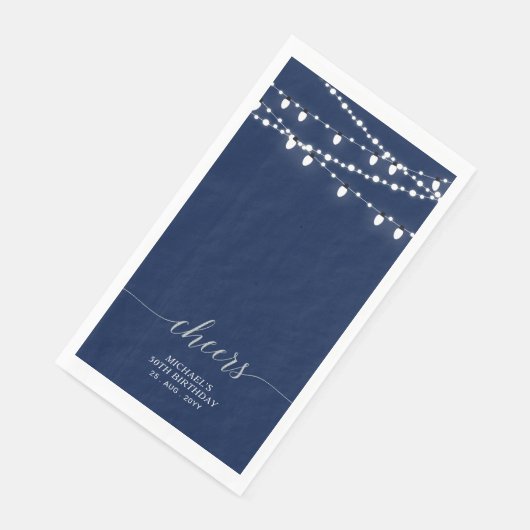 Silver Navy String Light Eleganter Letter Cheers Serviette (Ecke)