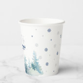 Silver & Navy Winter Onderland 1. Geburtstag Party Pappbecher (Rückseite)