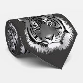 Silver Neck Tie mit schwarzweißem Tiger Krawatte (Gerollt)