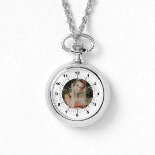 Silver Necklace Watch - Personalisiert Armbanduhr