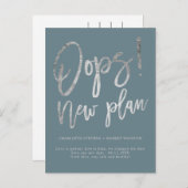 Silver neuer Plan Hochzeit ändern das Datum Ankündigungspostkarte (Vorne/Hinten)