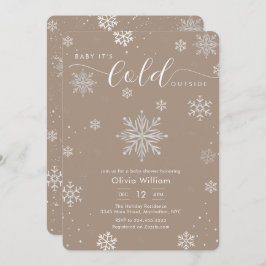 Silver Neutral Magic Winter Snowflake Baby Shower Einladung