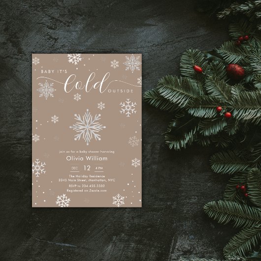 Silver Neutral Magic Winter Snowflake Baby Shower  Einladung