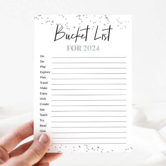 Silver New Year Bucket List Cards für 2024
