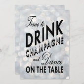 Silver New Year's Time to Drink Champagne Einladung (Vorne/Hinten)