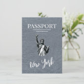 Silver New York City Passport Save the Date (Stehend Vorderseite)
