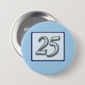 Silver Number on Blue zum 25. Jahrestag Button (Vorne & Hinten)