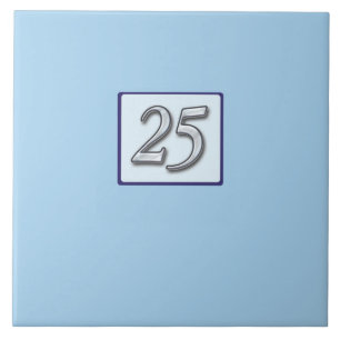 Silver Number on Blue zum 25. Jahrestag Fliese
