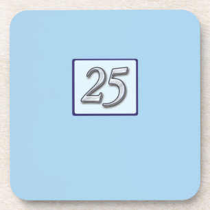 Silver Number on Blue zum 25. Jahrestag Getränkeuntersetzer