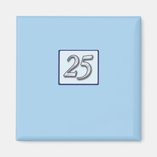 Silver Number on Blue zum 25. Jahrestag Magnet