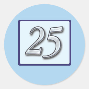 Silver Number on Blue zum 25. Jahrestag Runder Aufkleber