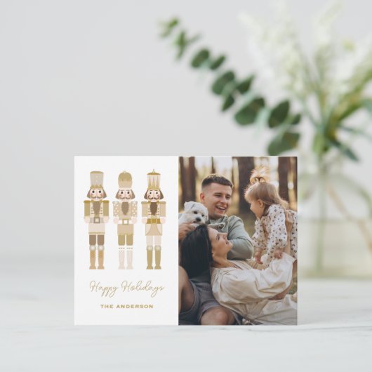 SILVER NUTCRACKERS MIT FOTO CHRISTMAS POSTC POSTKARTE (Stehend Vorderseite)