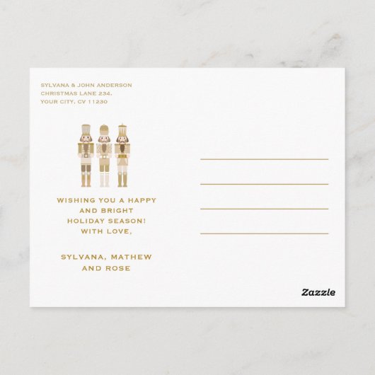 SILVER NUTCRACKERS MIT FOTO CHRISTMAS POSTC POSTKARTE (Rückseite)