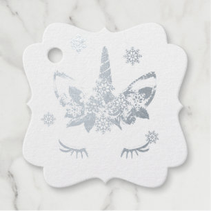 Silver oder Gold Foil Einhorn Lashes und Schneeflo Geschenkanhänger