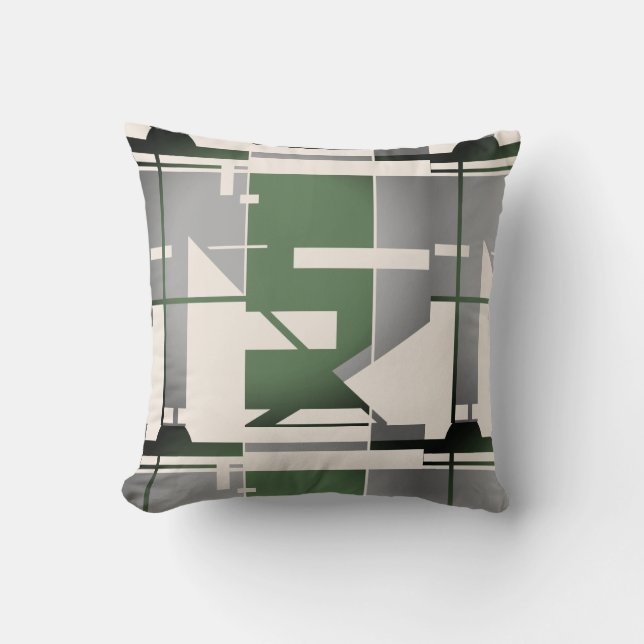 Silver Olive Beige Bold Südwest Look Abstrakt Kissen (Vorderseite)