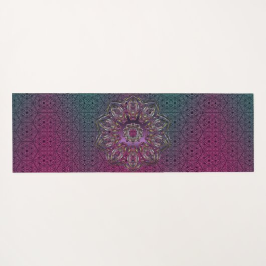 Silver OM Hexagonal Mandala Yogamatte (Rückseite (Horizontal))