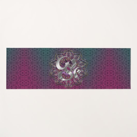Silver OM Hexagonal Mandala Yogamatte (Vorderseite (Horizontal))