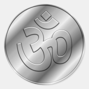 Silver Om Sign Runder Aufkleber