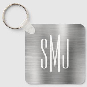 Silver Ombre Foil Three Letter Monogram Schlüsselanhänger
