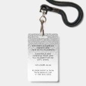 Silver Ombre Glitzer Glam VIP Pass 21. Einladung Ausweis (Rückseite mit Lanyard)
