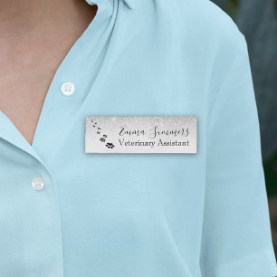 Silver Ombre Glitzer Paw Veterinary Business Namensschild