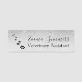 Silver Ombre Glitzer Paw Veterinary Business Namensschild (Vorderseite)