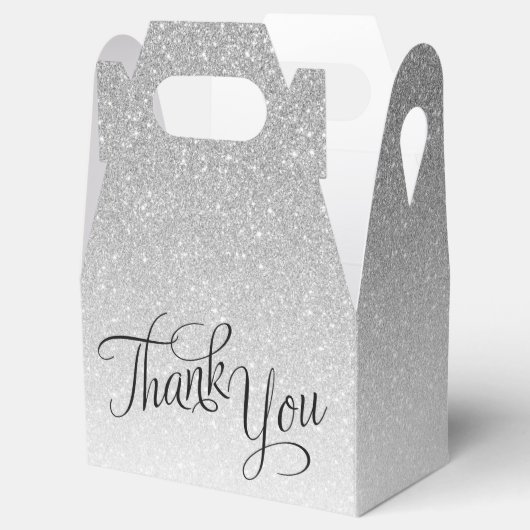 Silver Ombre Glitzer Script Vielen Dank Geschenkschachtel (Geöffnet)