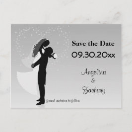 Silver Ombre Save the Date Wedding Post Card Ankündigungspostkarte