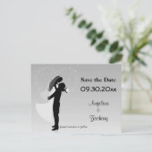 Silver Ombre Save the Date Wedding Post Card Ankündigungspostkarte (Stehend Vorderseite)
