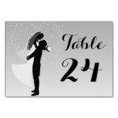 Silver Ombre Silhouette Bridge and Groom Table Car Tischnummer (Vorderseite)