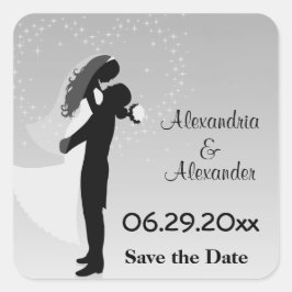 Silver Ombre Silhouette Save the Date Aufkleber