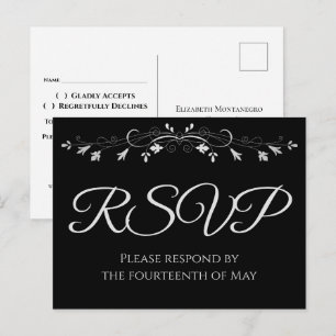 Silver on Black Elegante Wedding UAWG Postcard Postkarte