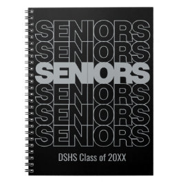 Silver on Black Seniors Seniors Seniors Notebook Notizblock