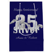 Silver on Blue 25th Anniversary Mittlere Geschenkt Geschenktüte (Rückseite)