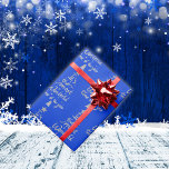 Silver on Blue Christmas | Geschenkpapier<br><div class="desc">Mit Silver on Blue Christmas Wrapping Paper verwöhnen Sie Ihre Geschenke in bezaubernder Eleganz. Dieses hochwertige Verpackungspapier weist einen ruhigen, blauen Hintergrund mit schimmernden silbernen Akzenten auf. Der reizende Text "It's the beautiful time of the year", der wie ein Weihnachtsbaum geformt ist, fügt eine festliche Touch hinzu. Perfekt für die...</div>