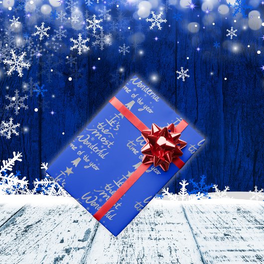 Silver on Blue Christmas | Geschenkpapier
