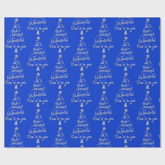 Silver on Blue Christmas | Geschenkpapier (Flach)