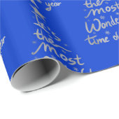 Silver on Blue Christmas | Geschenkpapier (Rolleneckpunkt)