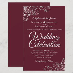 Silver on Burgundy HAUSHALT Hochzeit einladen groß