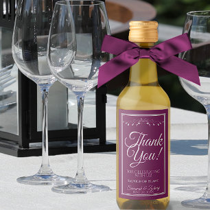 Silver on Cassis Lila Hochzeit Danke Mini  Weinetikett