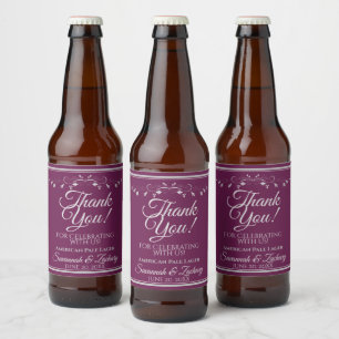 Silver on Cassis Wedding Bierflasche Vielen Dank Bierflaschenetikett