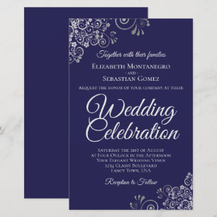 Silver on Navy Blue BUDGET Hochzeit einladen große