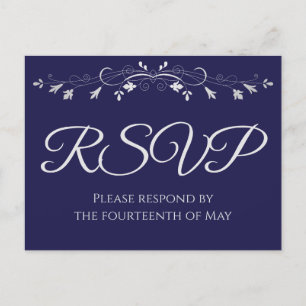Silver on Navy Blue Elegant Wedding UAWG Postkarte
