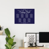 Silver on Navy Chic 7 Table Wedding Chart Poster (Heimbüro)