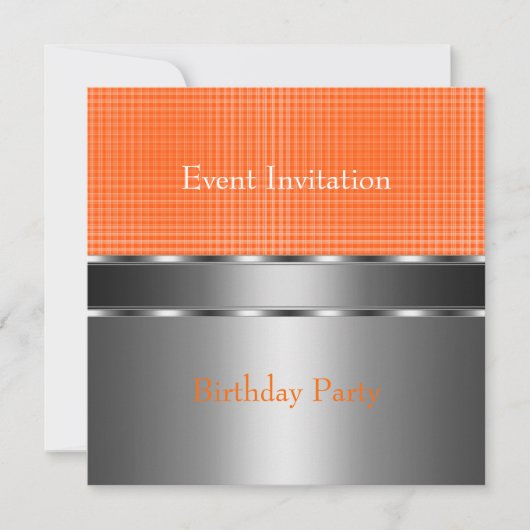 Silver Orange Karo Event-Party Einladung (Vorderseite)