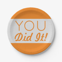 Silver & Orange Sie haben es getan Abschluss Pappteller