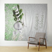 Silver Ornament White Ribbon Weihnachten Hintergru Wandteppich (Beispiel (Horizontal))