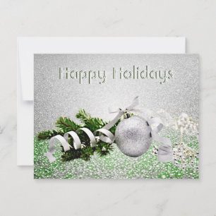 Silver Ornament White Ribbon Weihnachten Postkarte