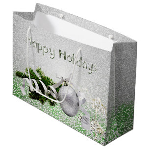 Silver Ornament White Ribbon Weihnachtsgeschenk Ta Große Geschenktüte