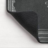 Silver Ornamental auf Schwarz mit Initialen Mousepad (Ecke)